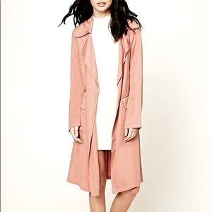 Forever 21 Mauve Long Duster Waist Tie Lightweight Coat NWT